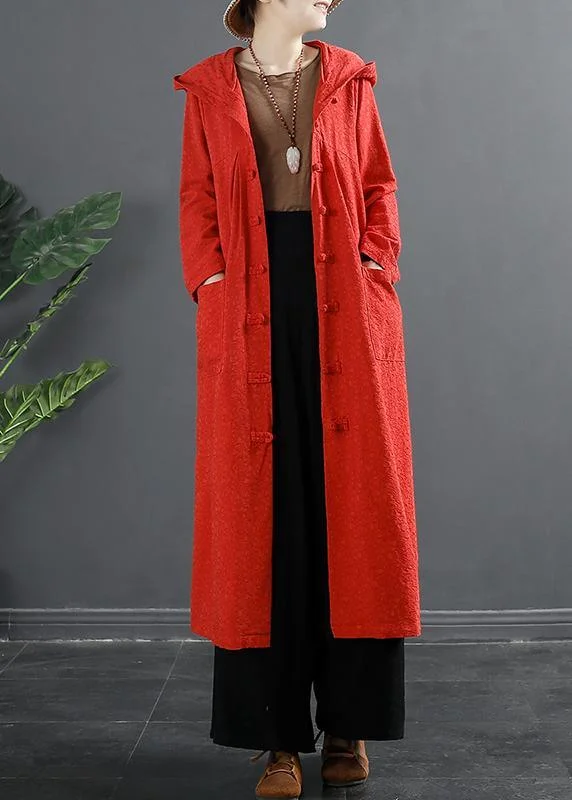 Bohemian Embroidery Quality Spring Outfit Red Loose Coat