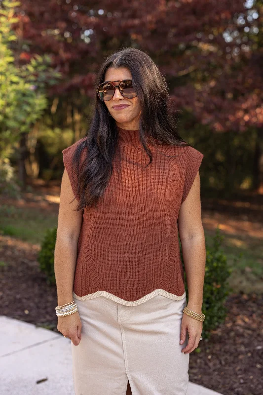 Autumn Glow Brown Ribbed Sweater