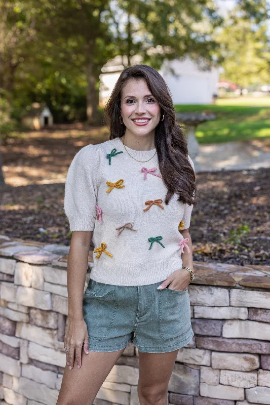 Bow Tied Beauty Oatmeal Sweater