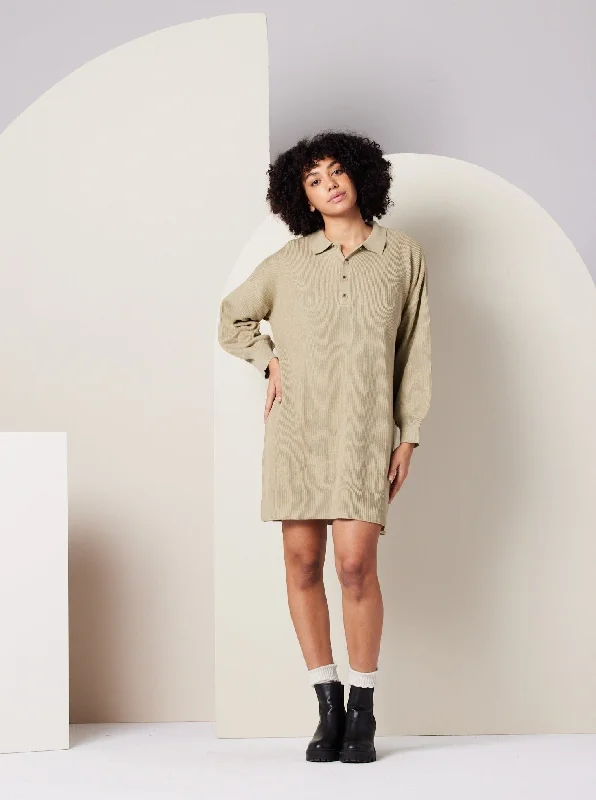 Griffin Sweater Dress - Khaki Green