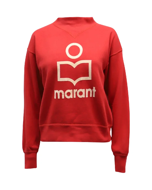 Isabel Marant Etoile Logo Print Sweater in Red Cotton