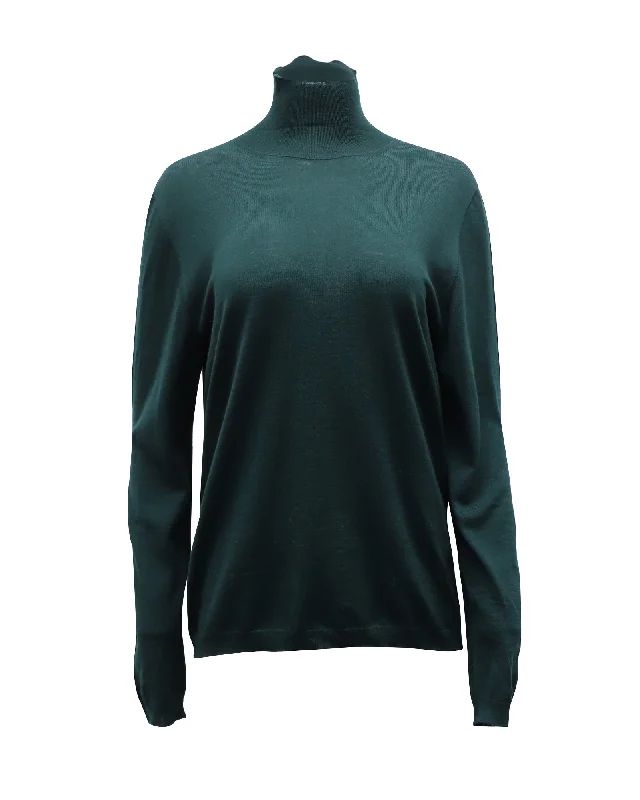 Marni Long Sleeve Turtleneck Sweater in Green Wool