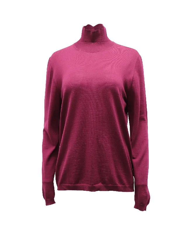 Marni Long Sleeve Turtleneck Sweater in Maroon Wool