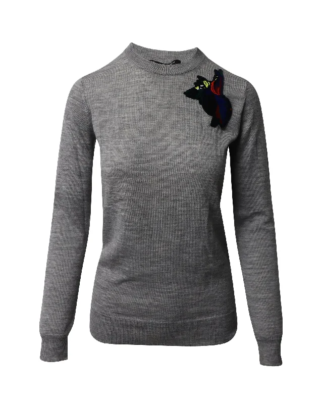 Proenza Schouler Patch Sweater in Grey Wool