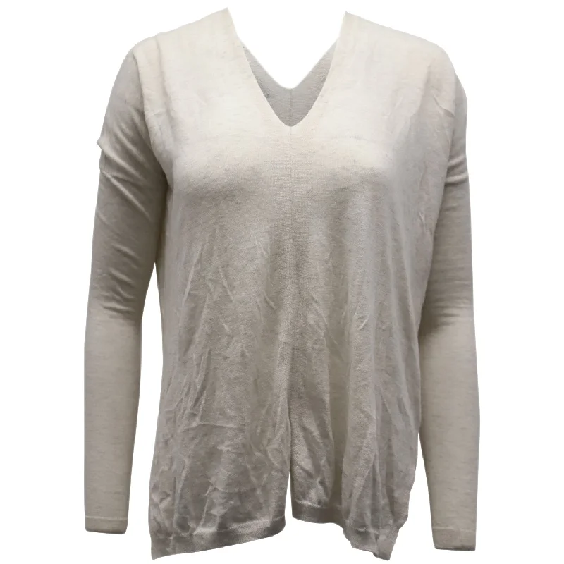 Vince V Neck Sweater in Cream Wool