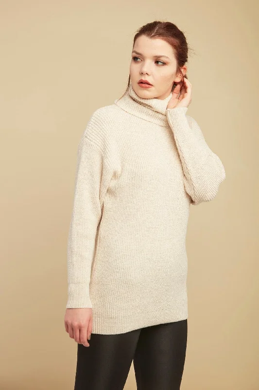 DressBetty - Women's Beige-Throated Knitwear Sweater