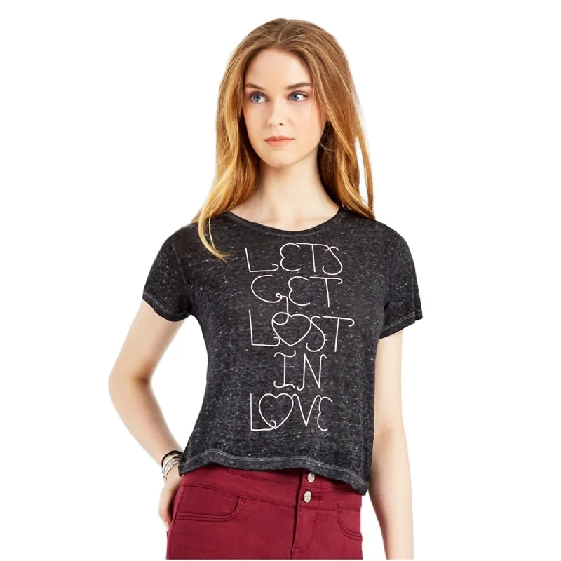 Aeropostale Womens Lost In Love Graphic T-Shirt, Black, Small