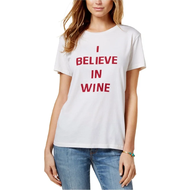 ban.do Womens Wine Graphic T-Shirt, Off-White, X-Large