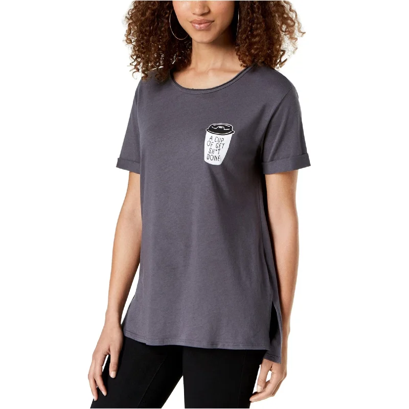 Carbon Copy Womens Cuff Sleeve Graphic T-Shirt