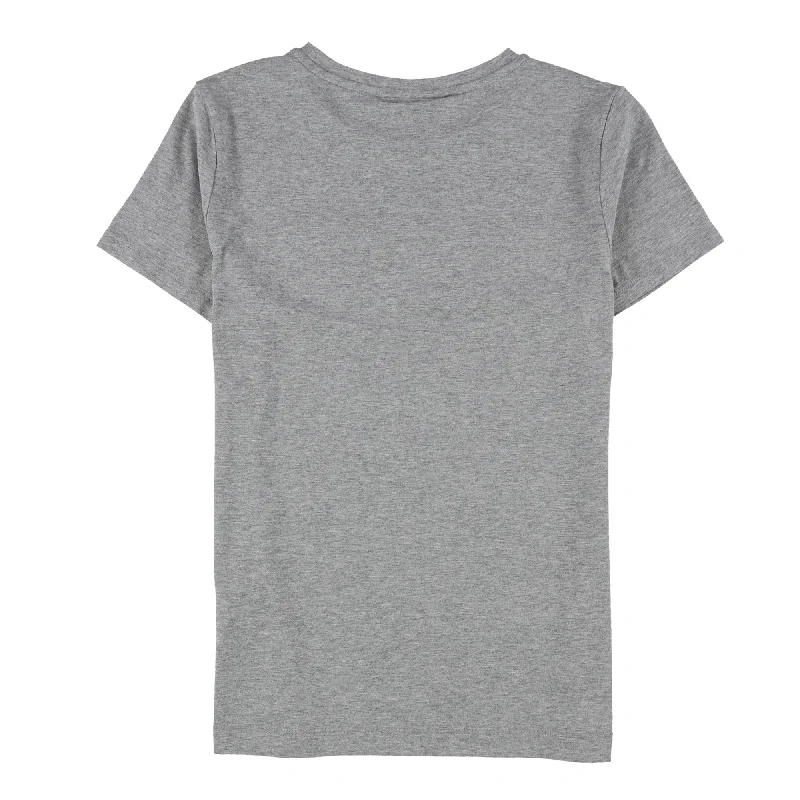 DKNY Womens Glitter Logo Embellished T-Shirt, Grey, X-Small