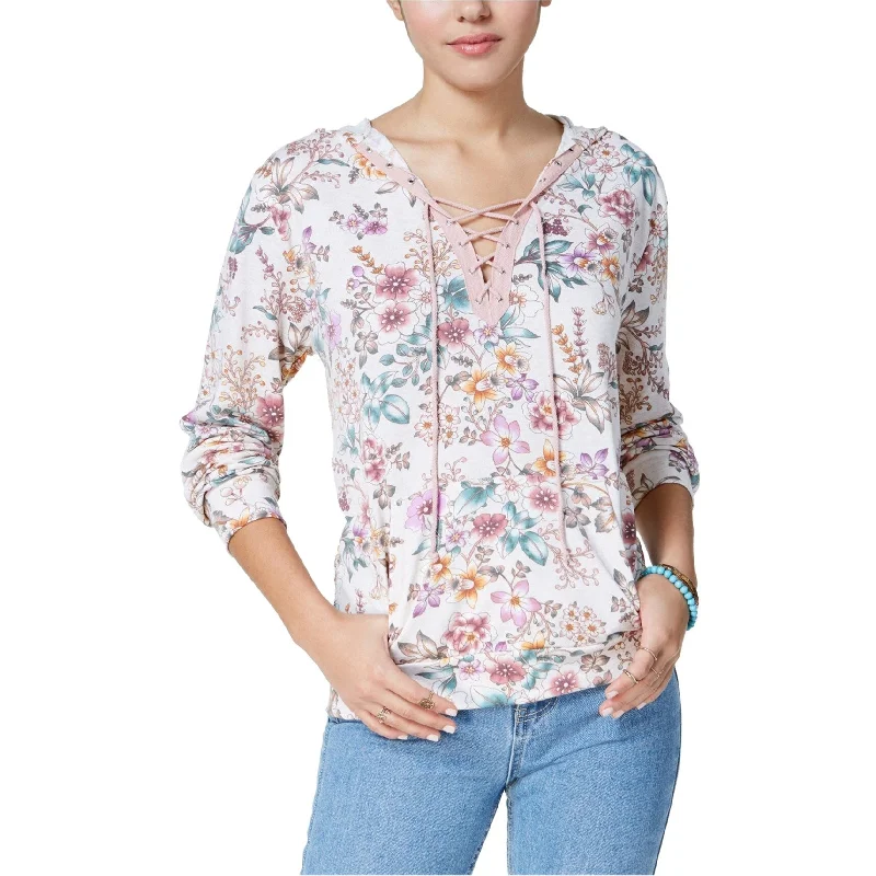 Gypsies & Moondust Womens Floral Basic T-Shirt, Pink, X-Small