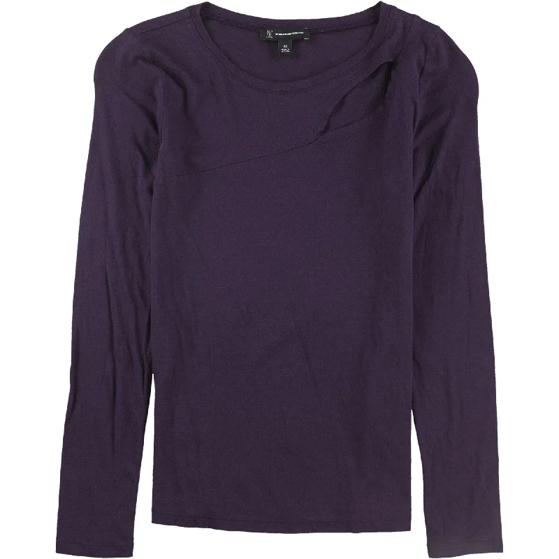 I-N-C Womens Cutout Basic T-Shirt, Purple, X-Small