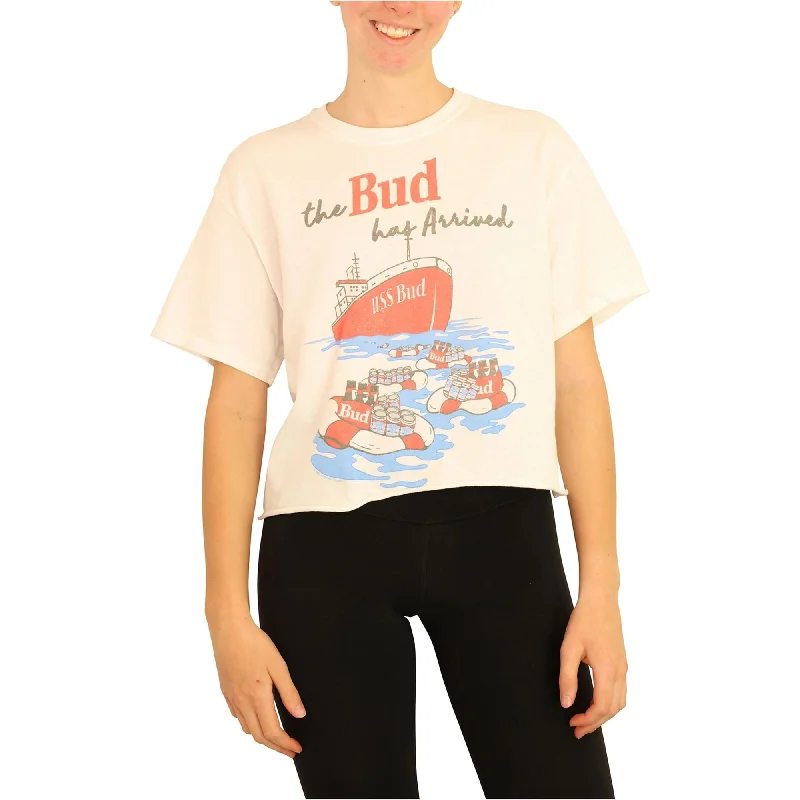 Junk Food Womens USS Bud Cropped Graphic T-Shirt, White, Small