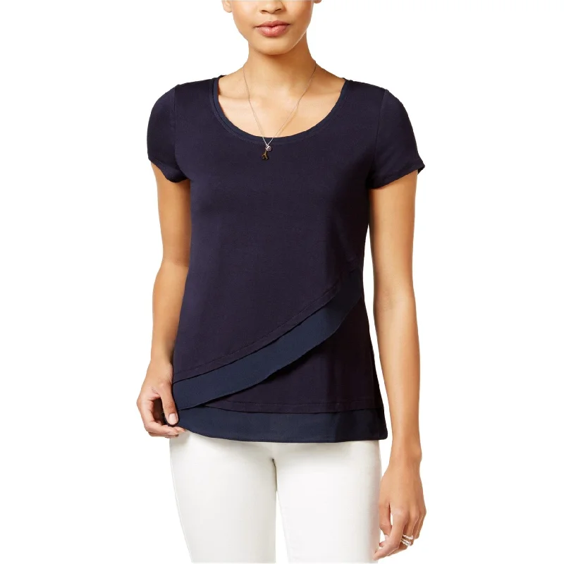 maison Jules Womens Asymmetrical Basic T-Shirt, Blue, XX-Small