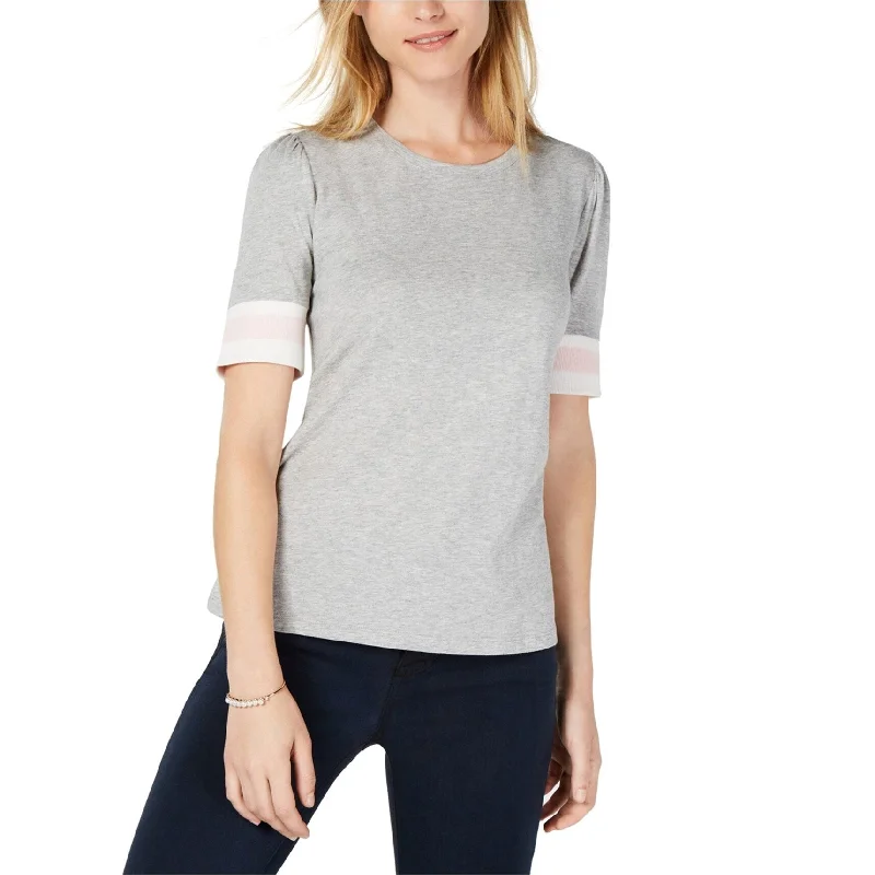 maison Jules Womens Puffed Sleeve Varsity Basic T-Shirt, Grey, Large