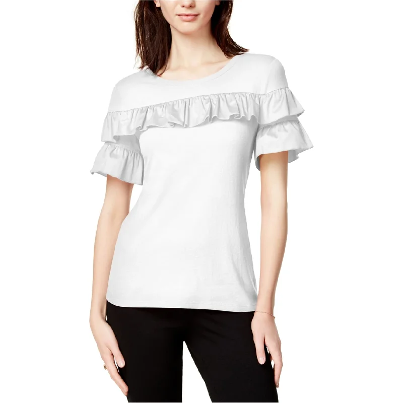 Maison Jules Womens Ruffled Basic T-Shirt