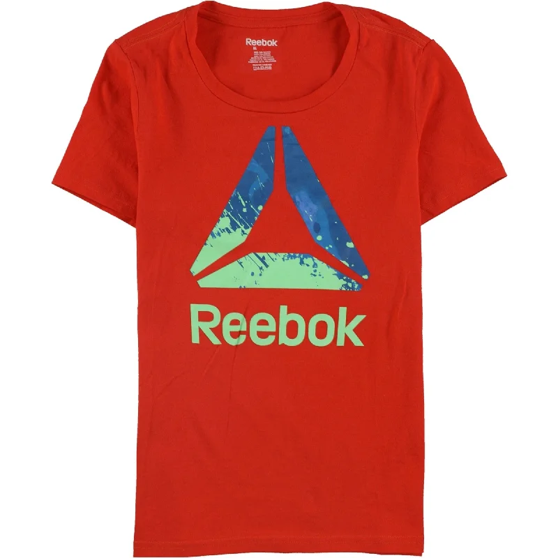 Reebok Womens Delta Logo Graphic T-Shirt, Orange, X-Large