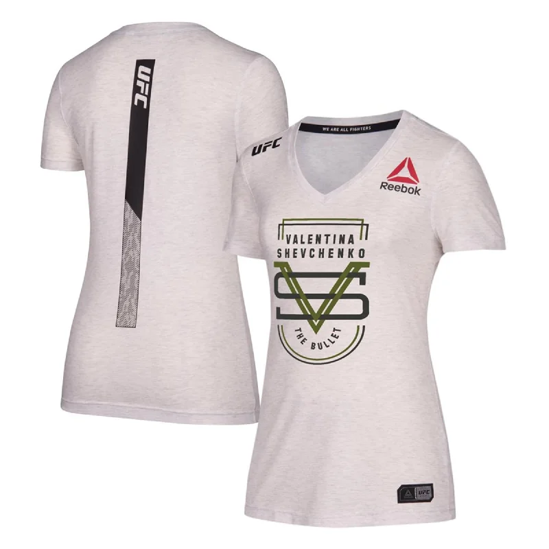 Reebok Womens Valentina Shevchenko Graphic T-Shirt, Grey, X-Large