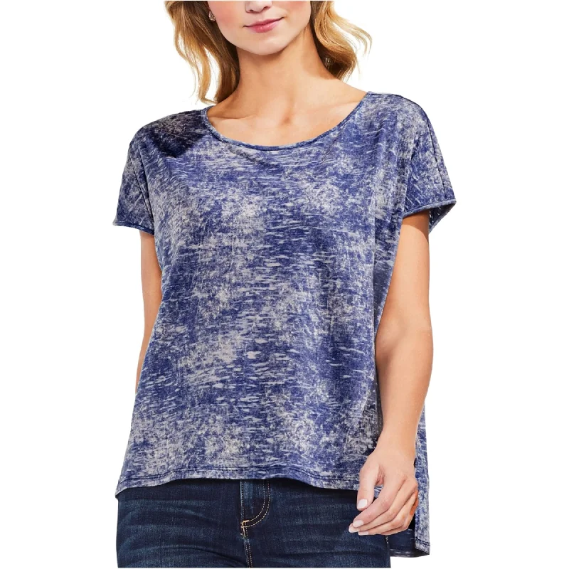 Vince Camuto Womens High-Low Tye Dye Basic T-Shirt, Blue, Small