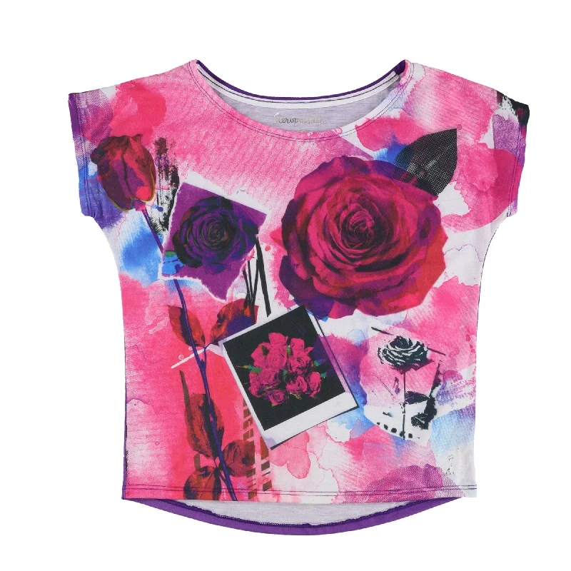 Aeropostale Womens Floral Photography Graphic T-Shirt, Pink, Small