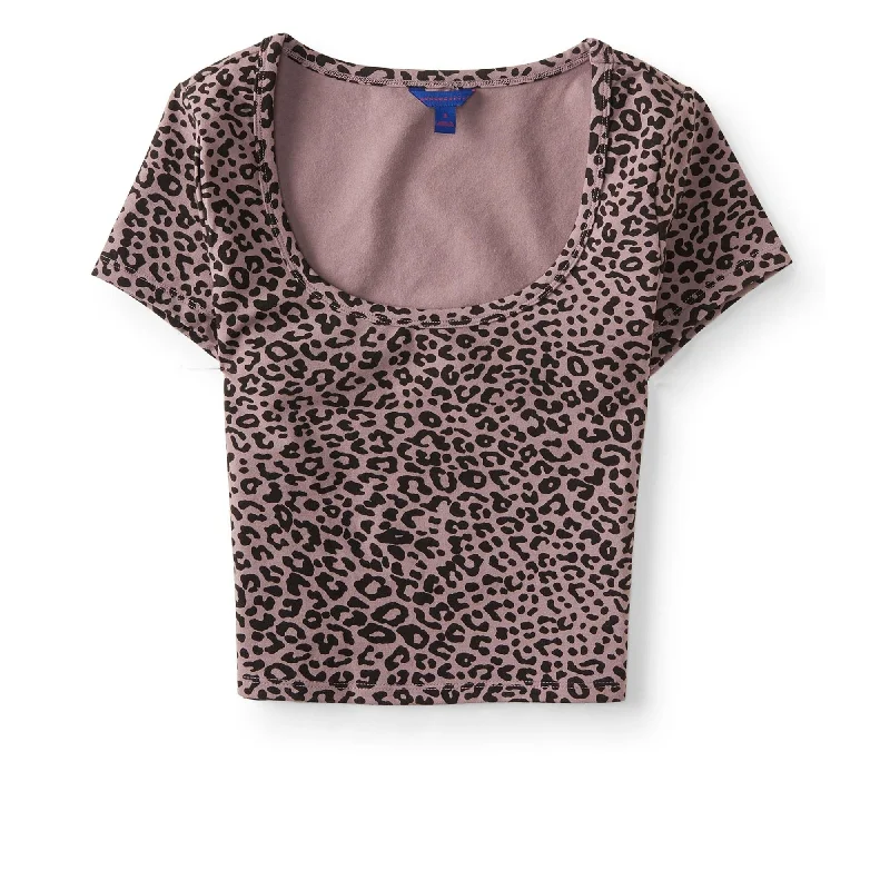 Aeropostale Womens Leopard Crop Basic T-Shirt