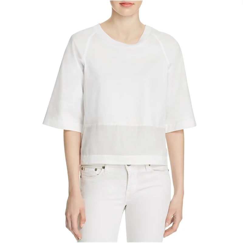 DKNY Womens Cropped Basic T-Shirt, White, Small