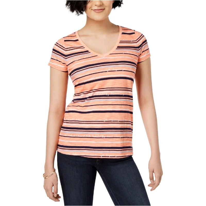 maison Jules Womens Striped Basic T-Shirt, Pink, Small