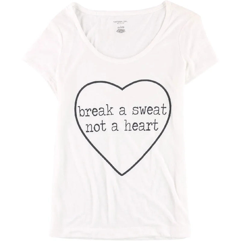 Material Girl Womens Break A Sweat Graphic T-Shirt, White, Large