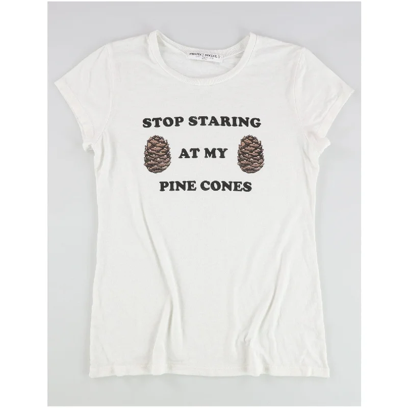 Project Social T Womens Pine Cones Graphic T-Shirt, White, Medium