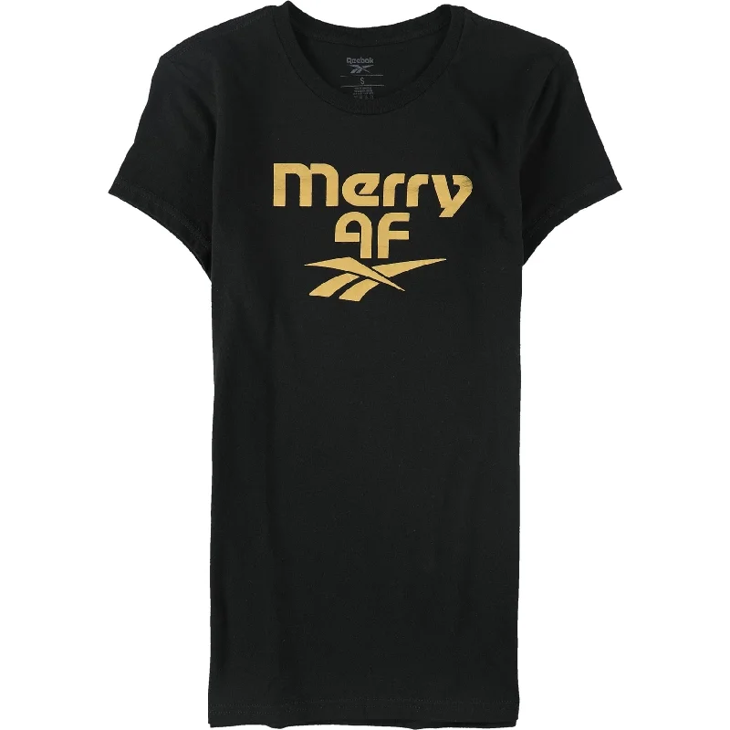 Reebok Womens Merry AF Graphic T-Shirt, Black, Small