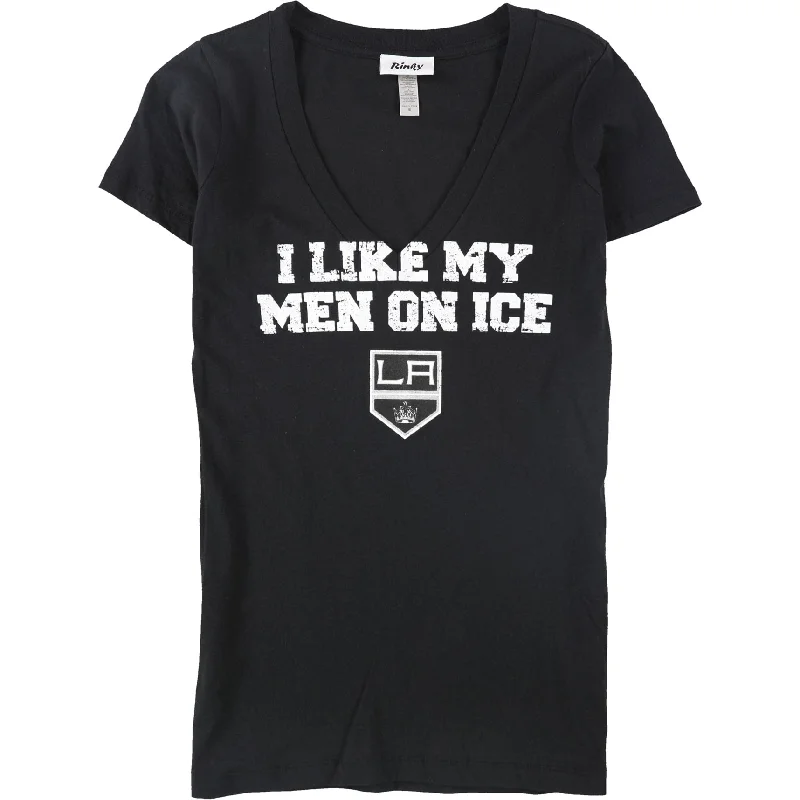 Rinky Womens I Like My Men On Ice Graphic T-Shirt, Black, Small