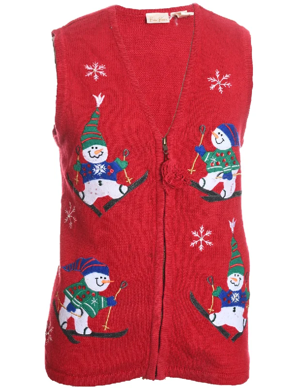 Snowman Christmas Sweater Vest - M