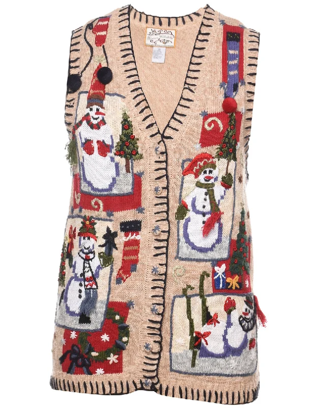 Snowman Christmas Sweater Vest - S