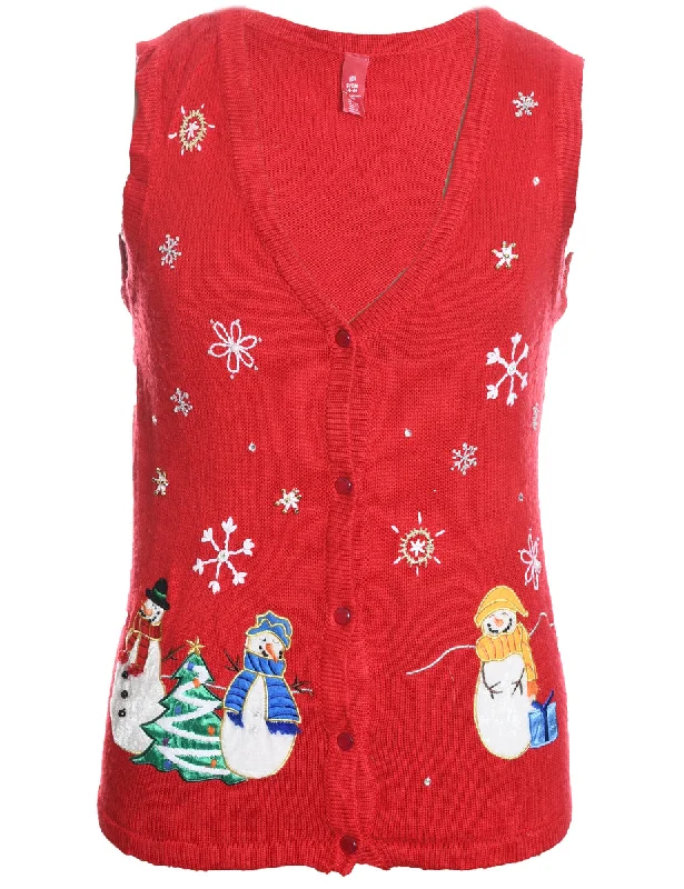 Snowman Christmas Sweater Vest - S