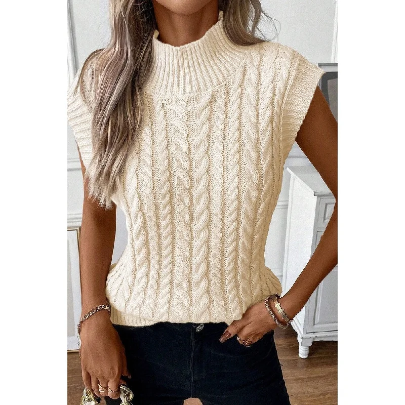 Sylvia Cable Knit High Neck Sweater Vest