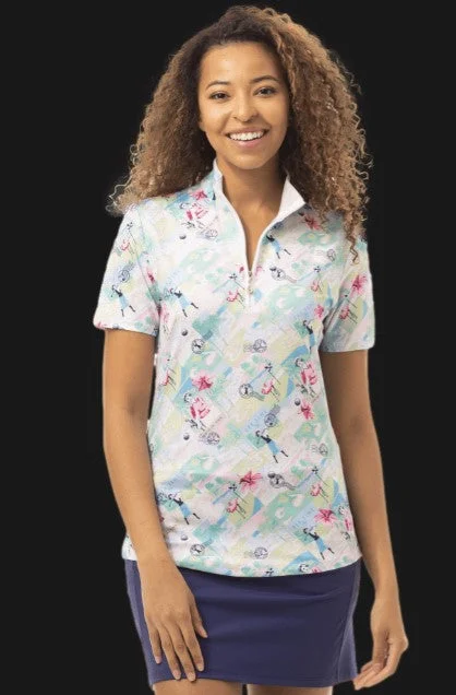 SanSoleil SOLCOOL SHORT SLEEVE PRINT MOCK