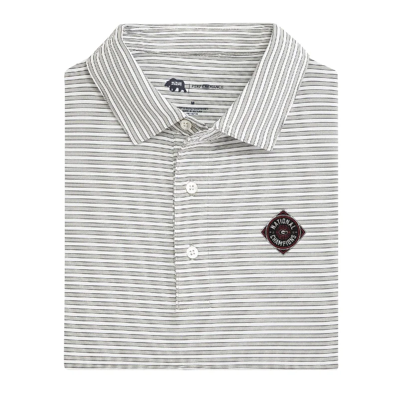 1980 National Championship Mulligan Stripe Performance Polo - Mirage Grey