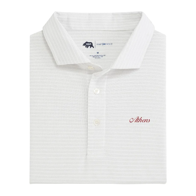 Athens Town Script Pairing Stripe Performance Pique Polo - Mirage Grey