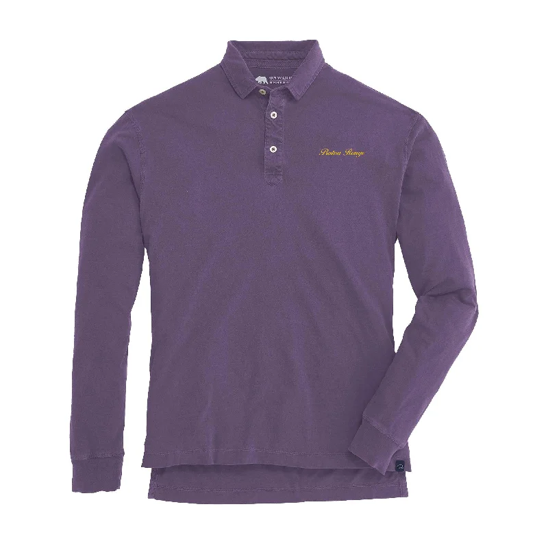 Baton Rouge Town Script L/S Perry Polo - Loganberry