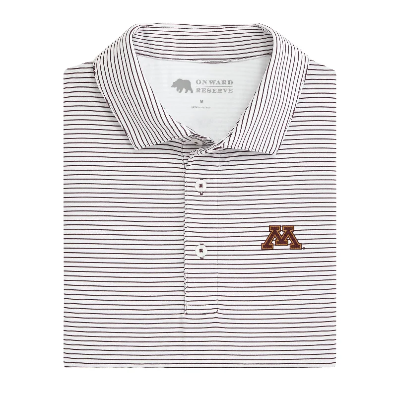 Birdie Stripe Minnesota Performance Polo - Maroon