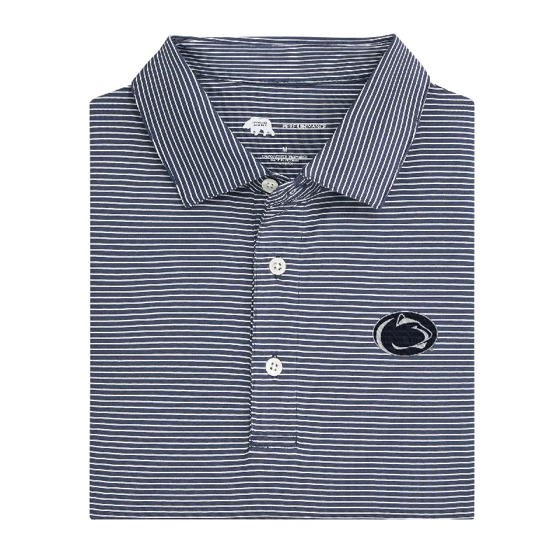 Birdie Stripe Penn State Performance Polo - Dark Denim