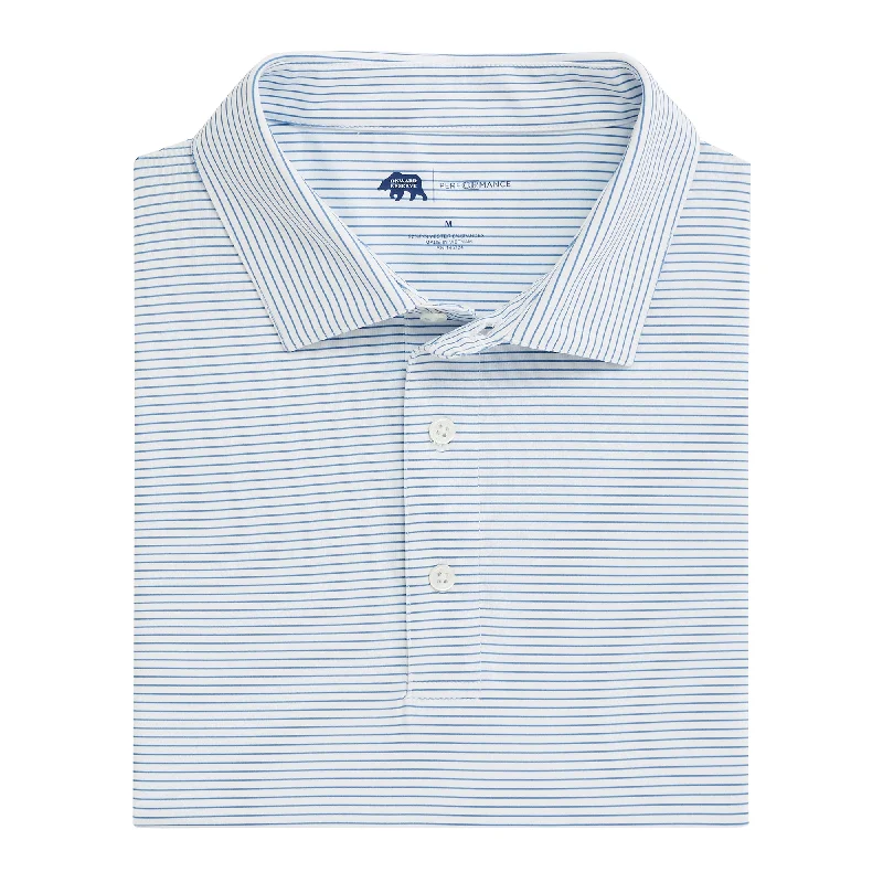 Birdie Stripe Performance Polo - Lichen Blue