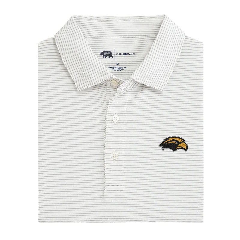 Birdie Stripe Southern Miss Performance Polo - Mirage Grey