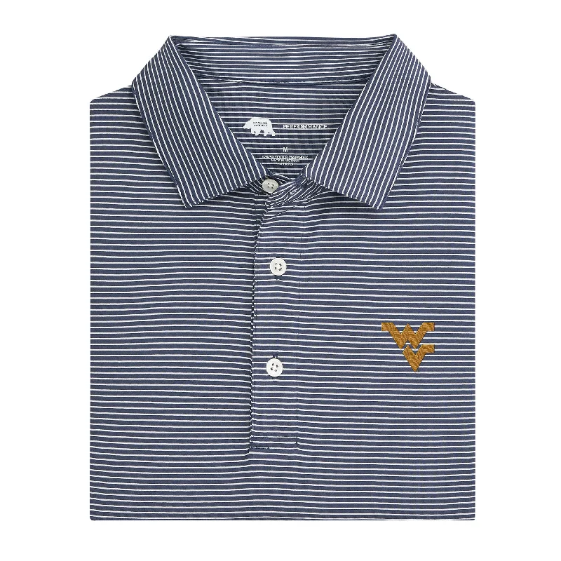 Birdie Stripe West Virginia Performance Polo - Dark Denim