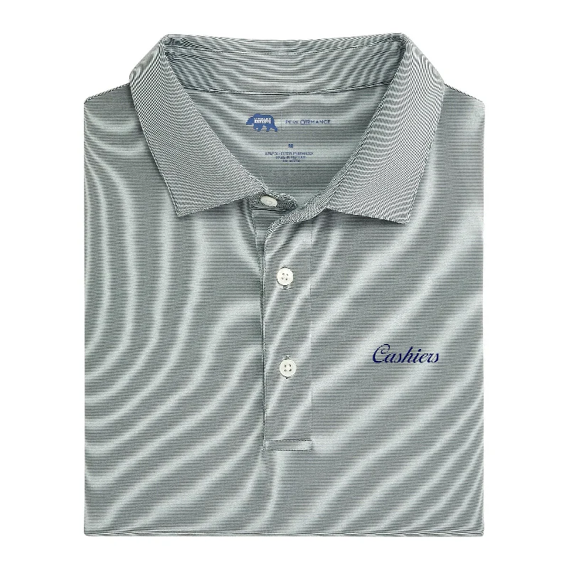 Cashiers Town Script Hairline Stripe Performance Polo - Trekking