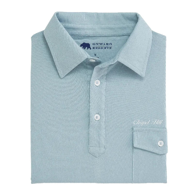 Chapel Hill Town Script Old School Polo - Blue Fog