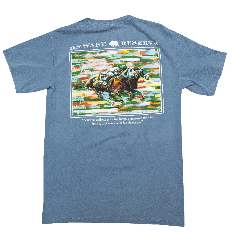 Horse Track Short Sleeve Tee - Washed Blue