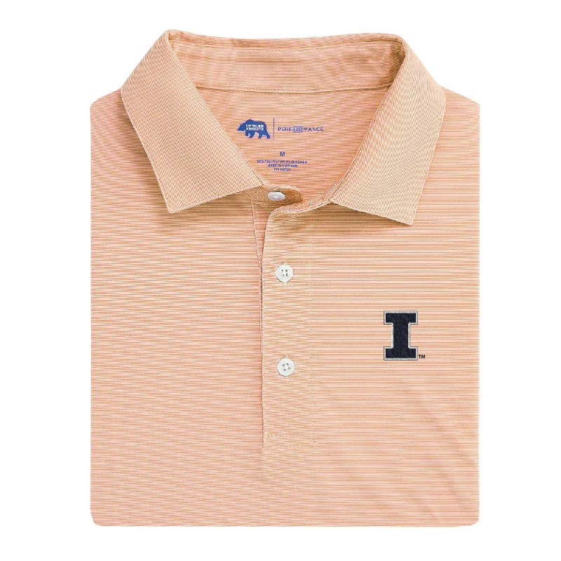 Hairline Stripe Illinois Printed Performance Polo - Orange