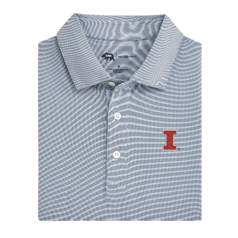 Hairline Stripe Illinois Printed Performance Polo - True Navy