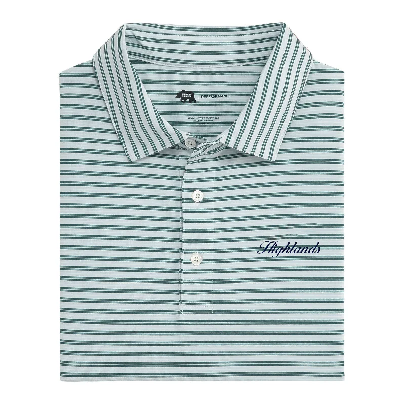 Highlands Town Script Wedge Stripe Performance Polo - Botanical Garden